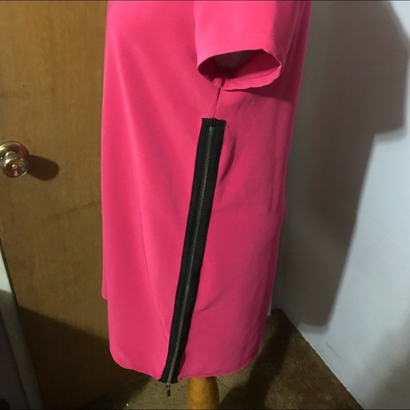 Hot pink zip side shift dress - Picture 2 of 4